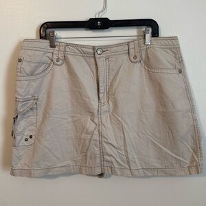 Vintage Y2k Faded Glory Beige Utility Cargo Mini Skort Skirt Coconut It Girl 16